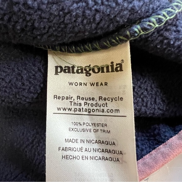 Patagonia Synchilla Women XS Green Blue Dual Tone Pink Trim Snap T Gorpcore - Picture 4 of 7